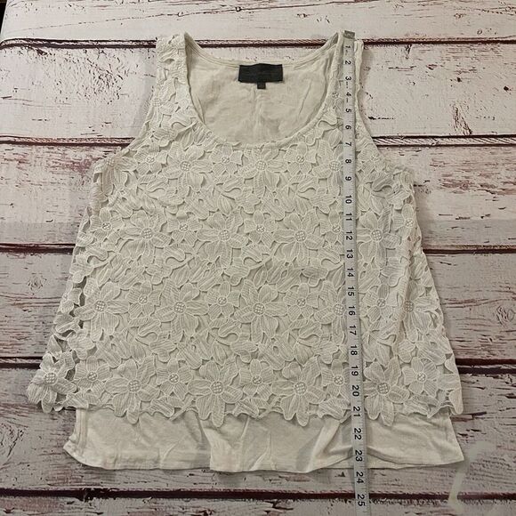 Anthropologie Sunday In‎ Brooklyn White Lace Flower Tank Top Sleeveless Small - Picture 5 of 9